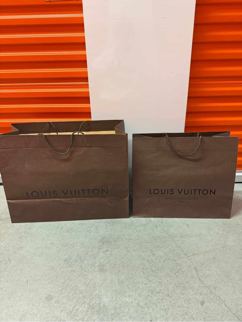 Louis Vuitton Brown Paper Shopping Bags with Logo